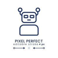 Robot linear desktop icon. Automation technology. Artificial intelligence. Pixel perfect 128x128, outline 4px. GUI, UX design. Isolated user interface element for website. Editable stroke vector