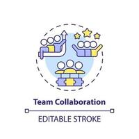 Team collaboration concept icon. Improve communication. Employee interaction. Working together. Team spirit abstract idea thin line illustration. Isolated outline drawing. Editable stroke vector