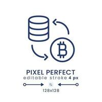 Tokenization linear desktop icon. Sensitive data security. Blockchain technology. Pixel perfect 128x128, outline 4px. GUI, UX design. Isolated user interface element for website. Editable stroke vector