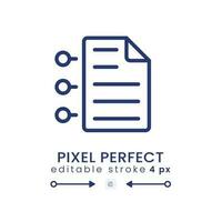 Contract conditions linear desktop icon. Legal document. Partnership agreement. Pixel perfect 128x128, outline 4px. GUI, UX design. Isolated user interface element for website. Editable stroke vector