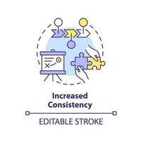 Increased consistency concept icon. Brand identity. Trust building. Publish online. Quality content. Project management abstract idea thin line illustration. Isolated outline drawing. Editable stroke vector