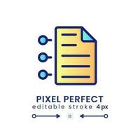 Contract conditions gradient fill desktop icon. Legal document. Partnership agreement. Pixel perfect 128x128, outline 4px. Modern colorful linear symbol. Vector isolated editable RGB element