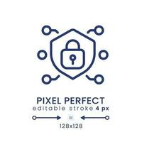 Network security linear desktop icon. Personal data safety. System protection. Pixel perfect 128x128, outline 4px. GUI, UX design. Isolated user interface element for website. Editable stroke vector