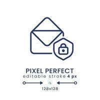 Email security linear desktop icon. Account protection. Prevent unauthorized access. Pixel perfect 128x128, outline 4px. GUI, UX design. Isolated user interface element for website. Editable stroke vector