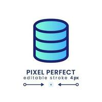 Database gradient fill desktop icon. Data storage. Cloud computing. Backup and recovery. Pixel perfect 128x128, outline 4px. Modern colorful linear symbol. Vector isolated editable RGB element