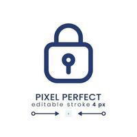 Private key linear desktop icon. Access control. Confidential information. Pixel perfect 128x128, outline 4px. GUI, UX design. Isolated user interface element for website. Editable stroke vector