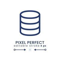 Database linear desktop icon. Data storage. Cloud computing. Backup and recovery. Pixel perfect 128x128, outline 4px. GUI, UX design. Isolated user interface element for website. Editable stroke vector