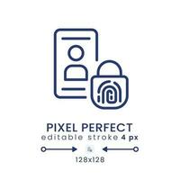 Multi-factor authentication linear desktop icon. Security system. Device protection. Pixel perfect 128x128, outline 4px. GUI, UX design. Isolated user interface element for website. Editable stroke vector