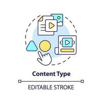 Content type concept icon. Blog post. Marketing campaign. Target audience. Social media. Internet communication abstract idea thin line illustration. Isolated outline drawing. Editable stroke vector