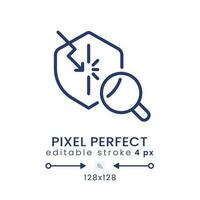 Penetration test linear desktop icon. Vulnerability detection. Ethical hacking. Pixel perfect 128x128, outline 4px. GUI, UX design. Isolated user interface element for website. Editable stroke vector