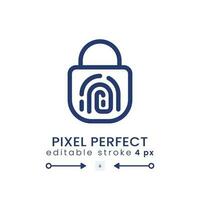 Fingerprint access linear desktop icon. Biometric security. Personal identification. Pixel perfect 128x128, outline 4px. GUI, UX design. Isolated user interface element for website. Editable stroke vector