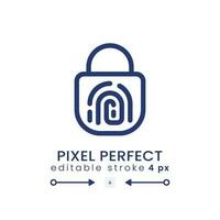 Fingerprint access linear desktop icon. Biometric security. Personal identification. Pixel perfect 128x128, outline 4px. GUI, UX design. Isolated user interface element for website. Editable stroke vector