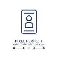 Personal profile linear desktop icon. Mobile authentication. Identity verification. Pixel perfect 128x128, outline 4px. GUI, UX design. Isolated user interface element for website. Editable stroke vector