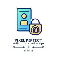 Multi-factor authentication gradient fill desktop icon. Security system. Device protection. Pixel perfect 128x128, outline 4px. Modern colorful linear symbol. Vector isolated editable RGB element