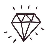 Vector simple doodle outline icon. A sparkling gem, emerald or diamond shape.