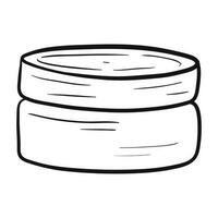 Vector isolated doodle illustration of cream jar with lid.