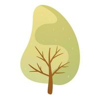 Simple vector illustration. Cartoon tree icon with a trunk and a volumetric green crown. Forest or nature sticker or design element.
