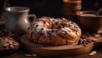 Homemade baked goods on rustic wooden table photo