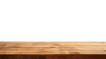 a front view of a dark brown, empty wooden table with transparent background, serving as a blank wood table mockup, png