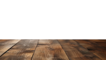 a front view of a dark brown, empty wooden table with transparent background, serving as a blank wood table mockup, png