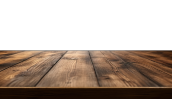 a front view of a dark brown, empty wooden table with transparent background, serving as a blank wood table mockup, png