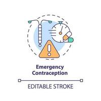 Emergency contraception concept icon. Copper iud. Morning after pill. Birth control. Planned parenthood. Pro choice abstract idea thin line illustration. Isolated outline drawing. Editable stroke vector