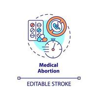 Medical abortion concept icon. Health service. Non invasive. Unwanted pregnancy. Reproductive justice abstract idea thin line illustration. Isolated outline drawing. Editable stroke vector