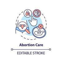 Abortion care concept icon. Unwanted pregnancy. Abortion access. Healthy woman. Sexual health. Reproductive choice abstract idea thin line illustration. Isolated outline drawing. Editable stroke vector