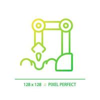 Planting robot gradient linear vector icon. Seed sowing machine. Agricultural automation. Artificial intelligence. Thin line color symbol. Modern style pictogram. Vector isolated outline drawing