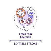 Free from coercion concept icon. Domestic violence. Sexual abuse. Female empowerment. Human right. Reproductive justice abstract idea thin line illustration. Isolated outline drawing. Editable stroke vector