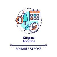 Surgical abortion concept icon. Surgery operation. Termination clinic. Healthcare facility. Human pregnancy. Pro choice abstract idea thin line illustration. Isolated outline drawing. Editable stroke vector