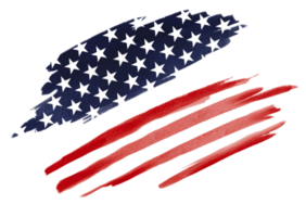 Hand draw USA flag  watercolor  brush paint isolate on png