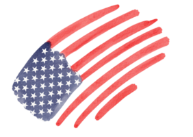 mão desenhar EUA bandeira aguarela escova pintura isolar em png