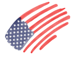 Hand draw USA flag  watercolor  brush paint isolate on png