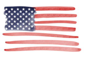 hand dra USA flagga vattenfärg borsta måla isolera på png