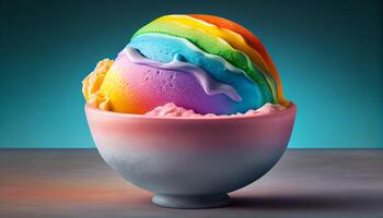 multi de colores postre pelotas en de madera fondo, indulgencia en abundancia ,generativo ai foto