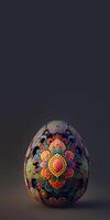 3D Render of Multicolor Mandala Egg Against Brown Background And Copy Space. Happy Easter Concept. photo