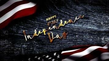 Happy 4th July Independence Day golden shine light text video