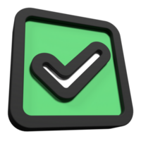 3d render of check mark. Like or correct symbol. 3d verification icon. 3d render illustration png