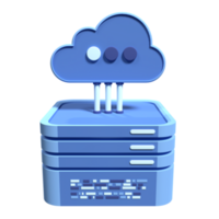 moln datoranvändning teknologi. moln data Centrum med värd server. moln service 3d tolkning. nätverk och databas. moln lagring. 3d framställa illustration png