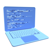 3d laptop and program code development. Web coding concept. Coding screen 3d rendering. 3d rendering of laptop. 3d render illustration png