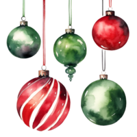 Noël arbre ornements aquarelle clipart ai généré png