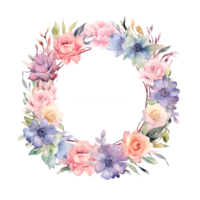 Flower Frame Border Watercolor Clipart AI Generated png