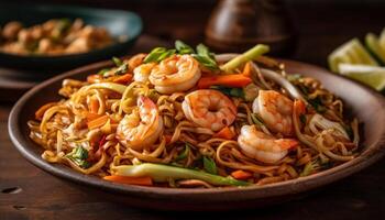 gastrónomo Mariscos comida con langostinos y gambas rebozadas generado por ai foto