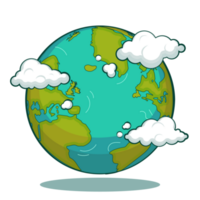 Cartoon Earth with Cloud Clip Art png