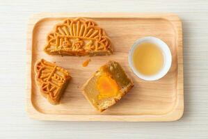 Chinese moon cake durian and egg yolk flavour photo