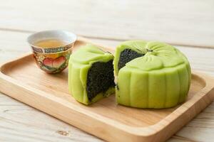 Chinese moon cake green tea flavour photo