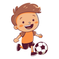 cute little boy playing soccer kicking the football png