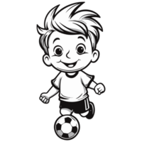 cute little boy playing soccer kicking the football png