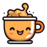 café emoji copo com olhos. kawaii copo. elemento para cardápio. emoji ícone png